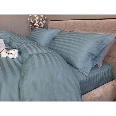 Комплект элитного постельного белья BALI 2/2см однотонный (Страйп сатин Premium)