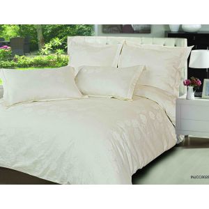 КПБ Сатин Жаккард, колір молочний (арт. C8028) КПБ Сатин Жаккард, колір молочний (арт. C8028)