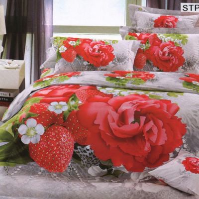 Клубничка. Комплект постельного белья 3D сатин фотопринт, ТМ Love You, Украина