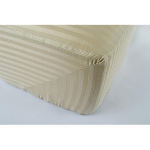 Простирадло на резинці Бежеве 1-1 см сатин страйп