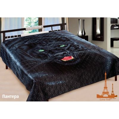 Покрывало на кровать 3D шелк Пантера. Love You, Украина