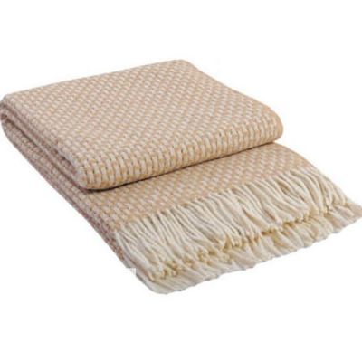 Шерстянной плед Vladi модель Рогожка (белый, бежевый)