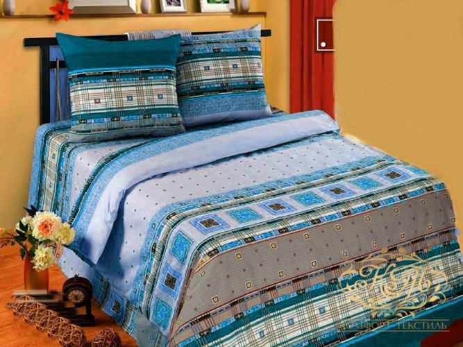 Постельный набор из фланели Орнамент синий